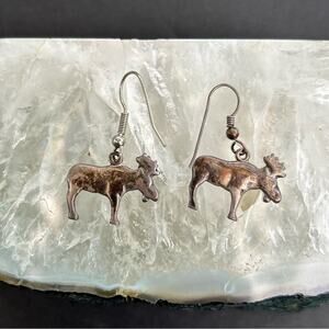 Silver Moose Pierced Earrings